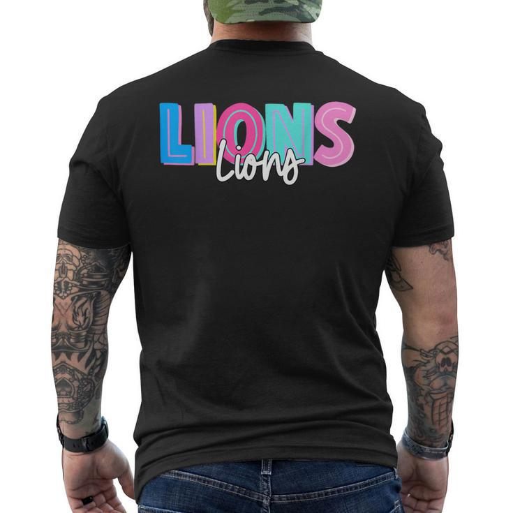 Lions Colorful School Spirit Men's T-shirt Back Print