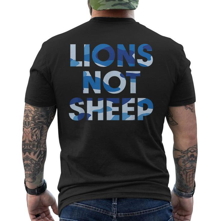 Lions Not Sheep Blue Camo Camouflage Men's Back Print T-shirt