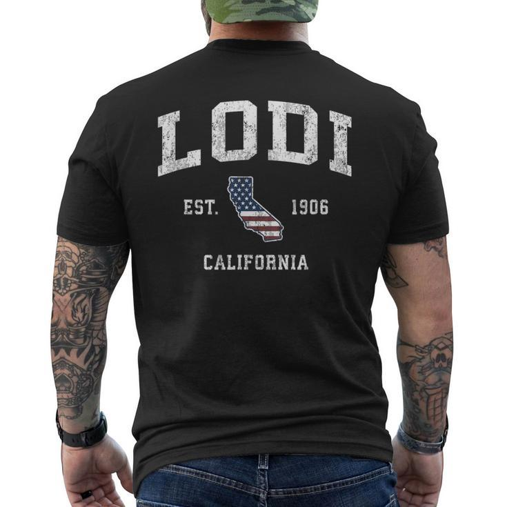 Lodi California Ca Vintage American Flag Sports Men's T-shirt Back Print