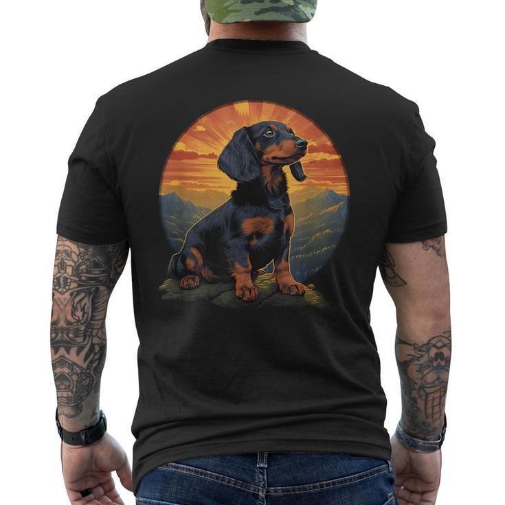 Long Haired Dachshund Pet Lover Retro Vintage Mens Back Print T-shirt