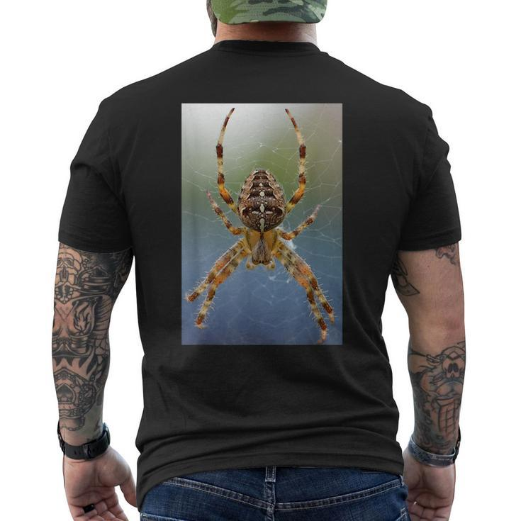 Long-Legged Spider In Webbing Scary Insect Colorful  Mens Back Print T-shirt