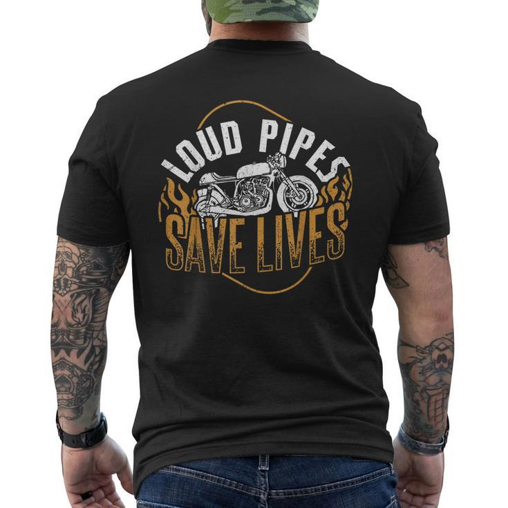 Loud Pipes Save Lives Speed Vehicle Drifting Motorcycle Men's Back Print T-shirt