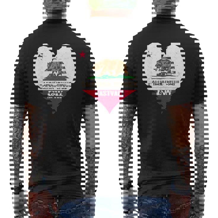 I Love Eastvale California Ca Republic Flag Heart Men's T-shirt Back Print