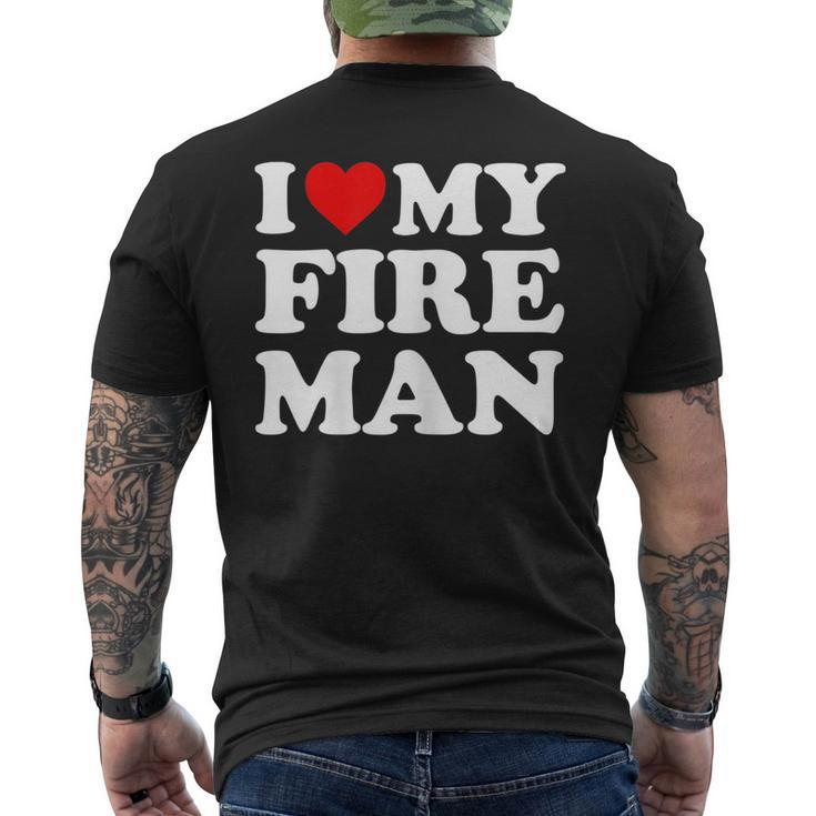 I Love My Fireman Heart My Fire Man Men's T-shirt Back Print