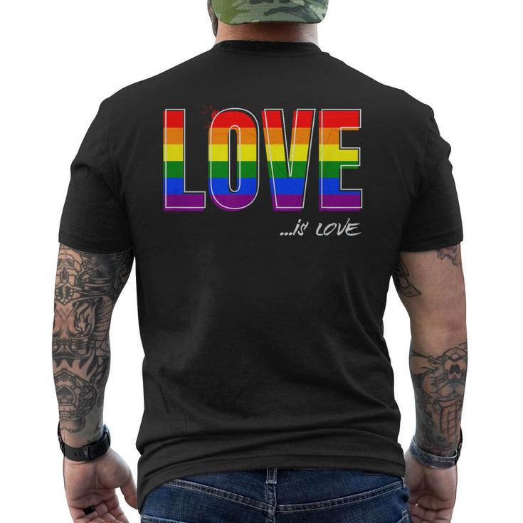 Love Is Love Lgbt Gay Lesbian Pride Colors Lgbtq Ally  Mens Back Print T-shirt