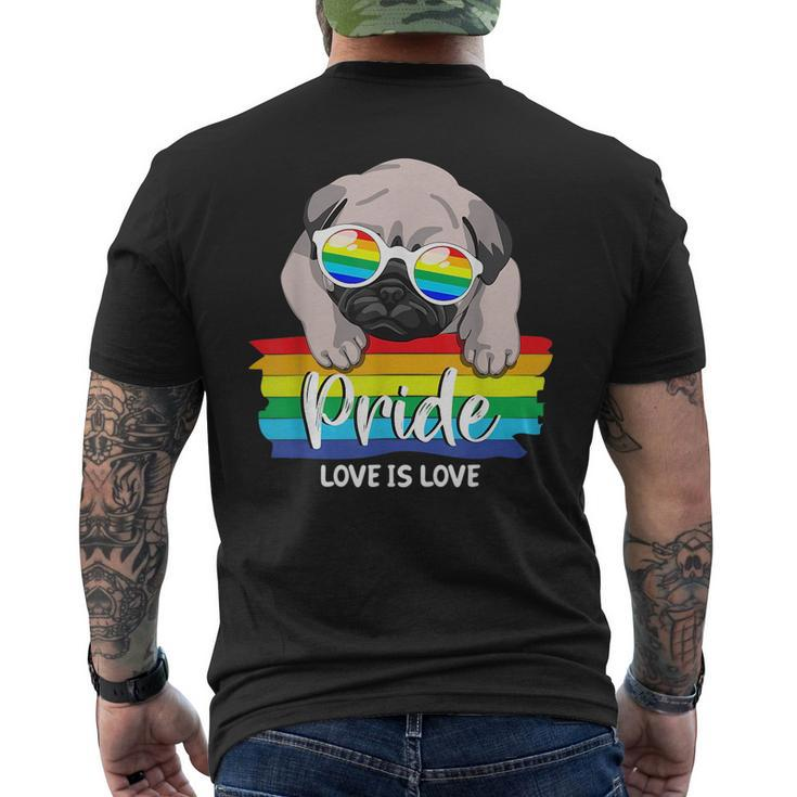 Love Is Love Lgbt Gay Pride Month Pug Dog Lover Lgbt Pride  Mens Back Print T-shirt
