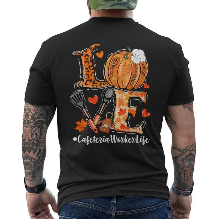 Love Pumpkin Fall Cafeteria Worker Life Pumpkin Leopard Men's T-shirt Back Print