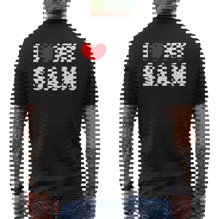 I Love My Sam I Heart My Sam Mens Back Print T-shirt