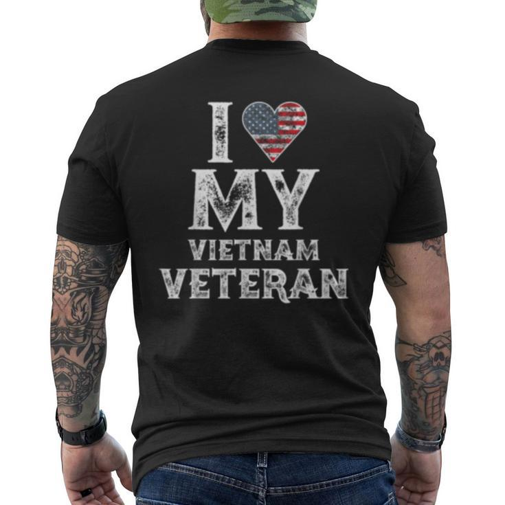 I Love My Vietnam Veteran Vintage Veterans Day Men's Back Print T-shirt