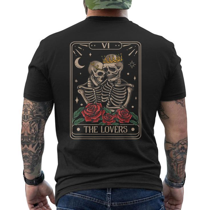 The Lovers Vintage Tarot Card Astrology Skull Horror Occult Astrology  Men's T-shirt Back Print