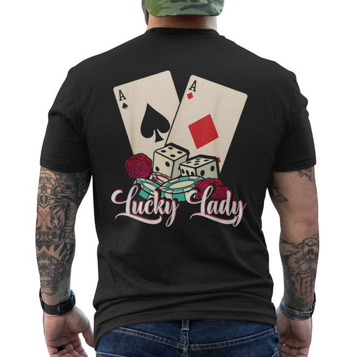 Lucky Lady Poker Player Gambling Casino Gambler Men's T-shirt Back Print