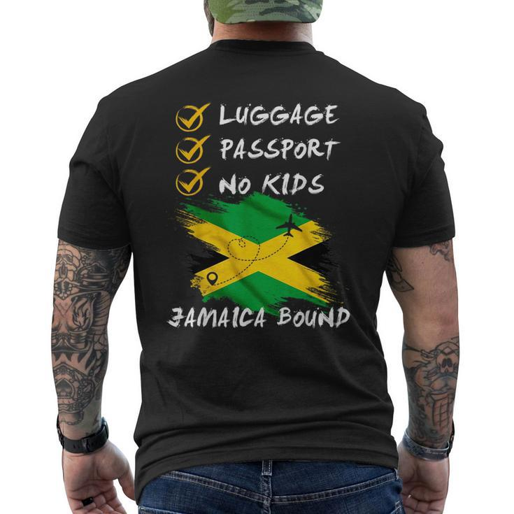 Luggage Passport No Kids Jamaica Travel Vacation Outfit  Mens Back Print T-shirt