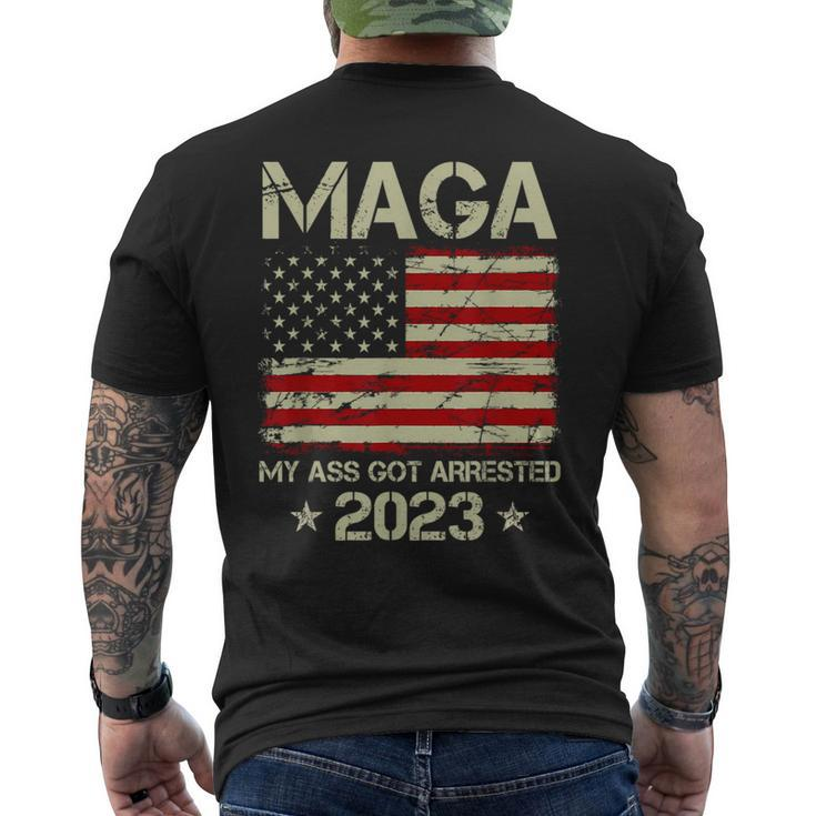 Maga My Ass Got Arrested 2023 Anti-Trump American Flag Men's T-shirt Back Print