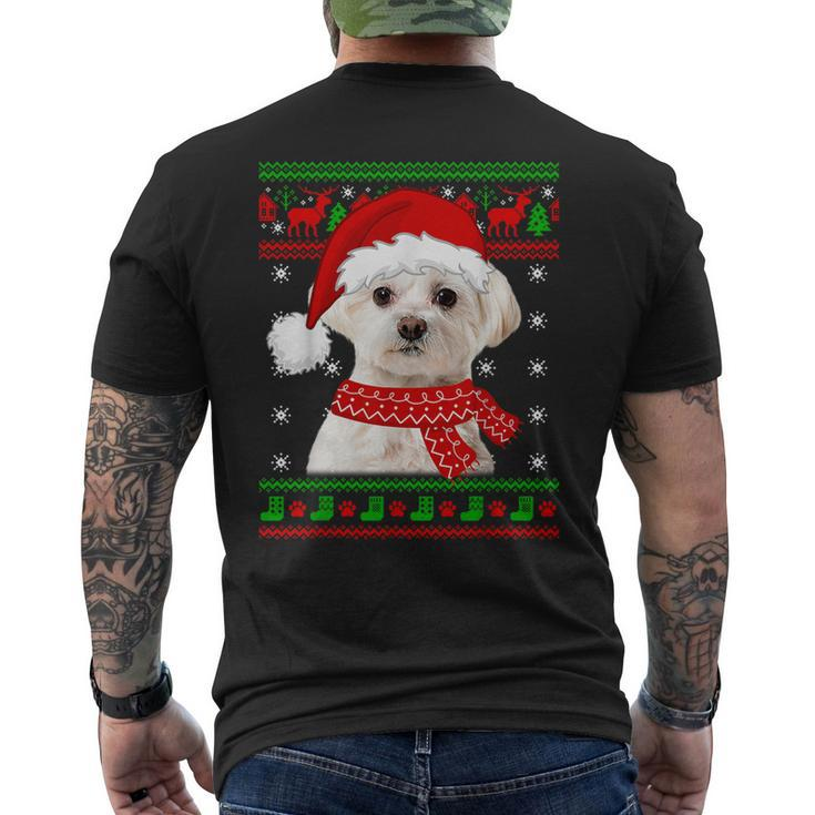 Maltese Dog Ugly Sweater Christmas Puppy Dog Lover Men's T-shirt Back Print