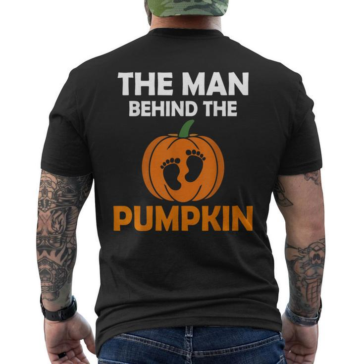 The Man Behind The Pumpkin Daddy Pregnancy Halloween Family Men's T-shirt Back Print