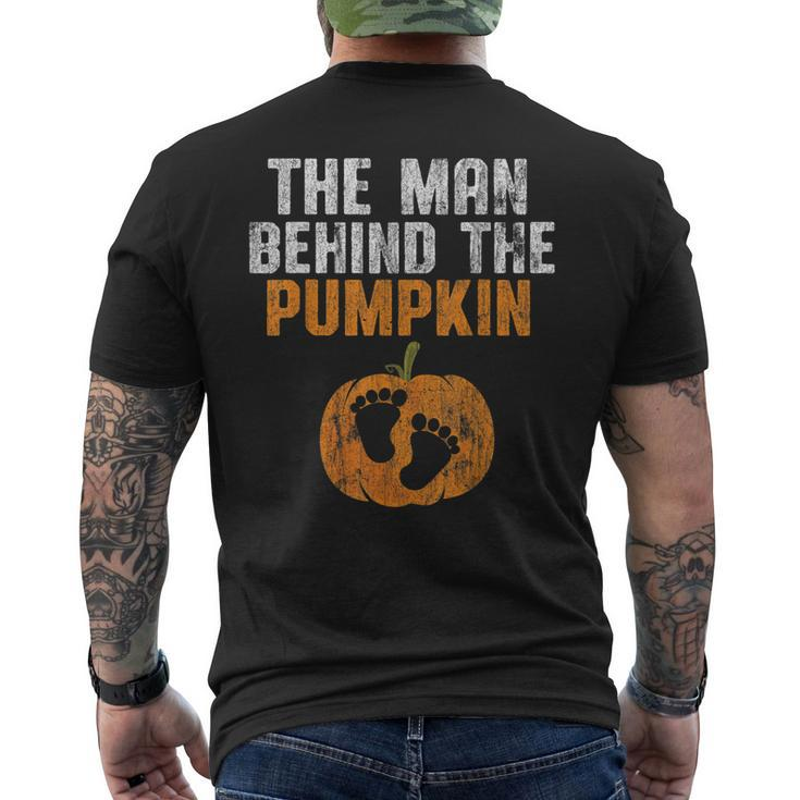 The Man Behind The Pumpkin Pregnancy Halloween New Dad To Be Men's Back Print T-shirt