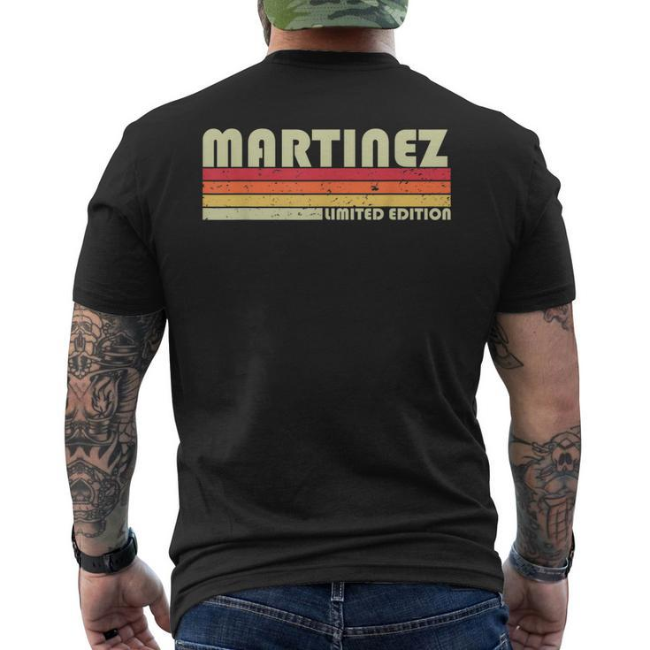 Martinez Surname Retro Vintage 80S Birthday Reunion Men's Back Print T-shirt