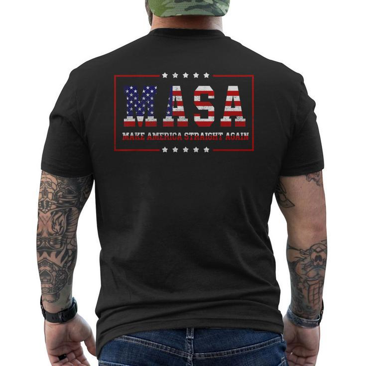 Masa Make America Straight Again America Flag 4Th Of July  Mens Back Print T-shirt