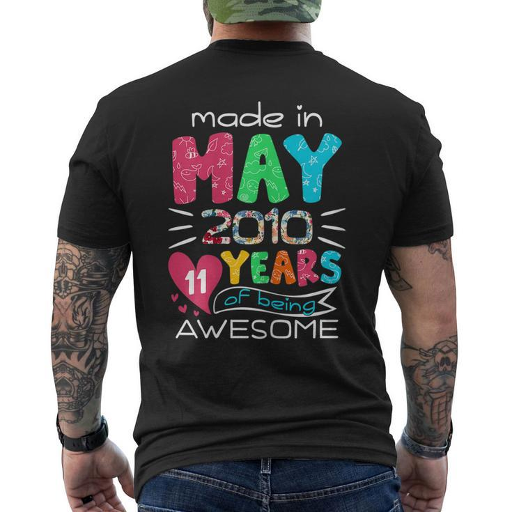 May Girls 2010 11Th Birthday 11 Years Old Made In 2010 Men's Back Print T-shirt