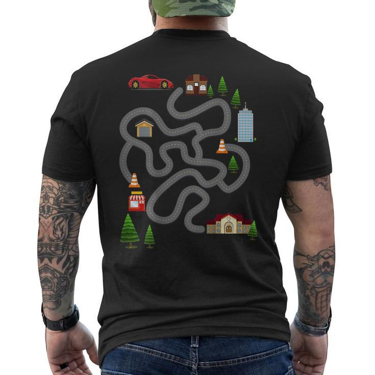 Maze Race Car Track Gifts For Dad Back Rub Play Mat Gift For Mens Mens Back Print T-shirt