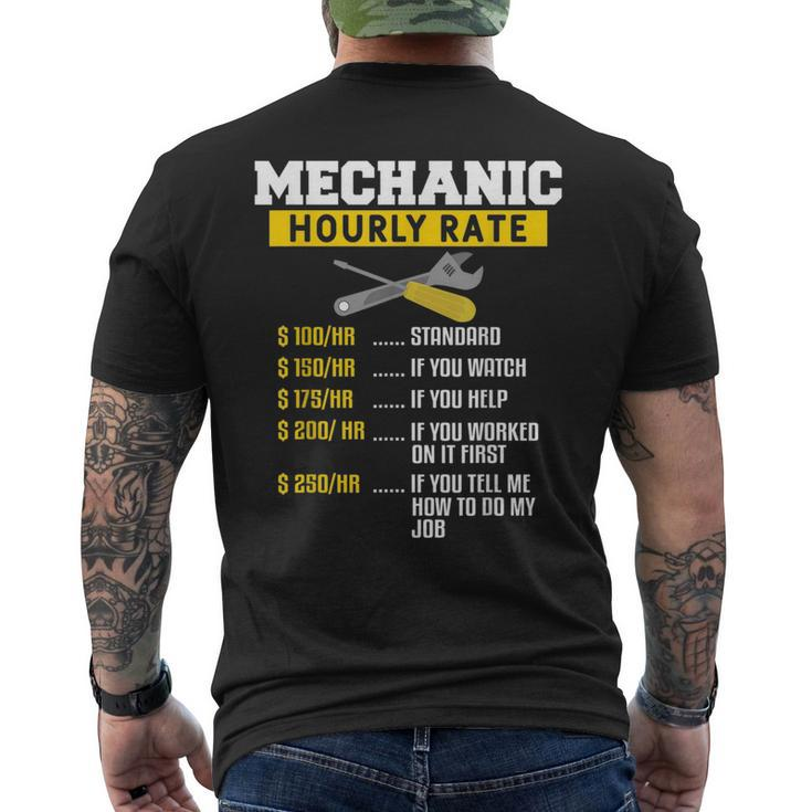 Mechanic Hourly Rate Funny Car Diesel Engineering Mechanic Gift For Mens Mens Back Print T-shirt