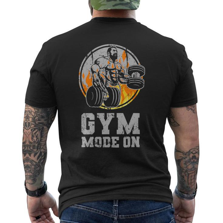 Mens Fitness Workout Gym Bodybuilder Gym Mode On Bodybuilding Mens Back Print T-shirt