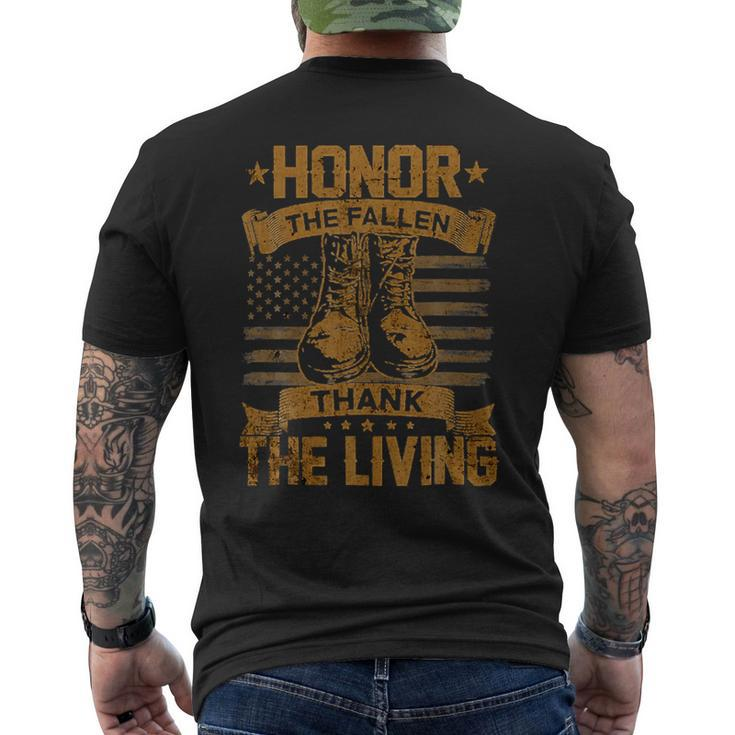 Mens Honor The Fallen Thank The Living Veterans Day Military 296 Mens Back Print T-shirt