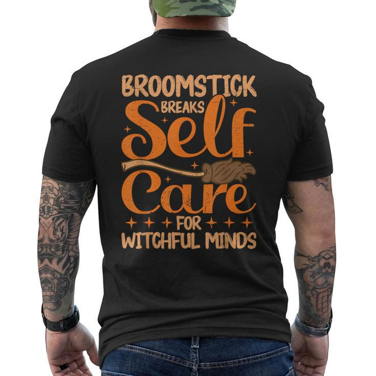 Mental Health Broomstick Breaks Self Care Halloween Men's T-shirt Back Print