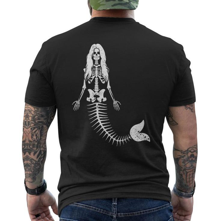 Mermaid Skeleton Halloween Spooky Scary Swimming Halloween Men's T-shirt Back Print