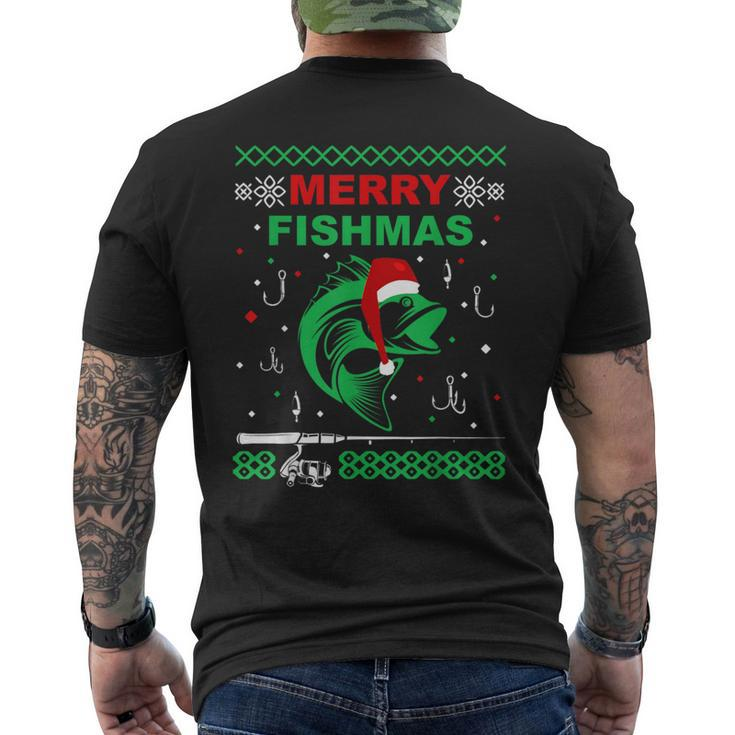 Merry Fishmas Fishing Ugly Christmas Sweater Boy Men's T-shirt Back Print