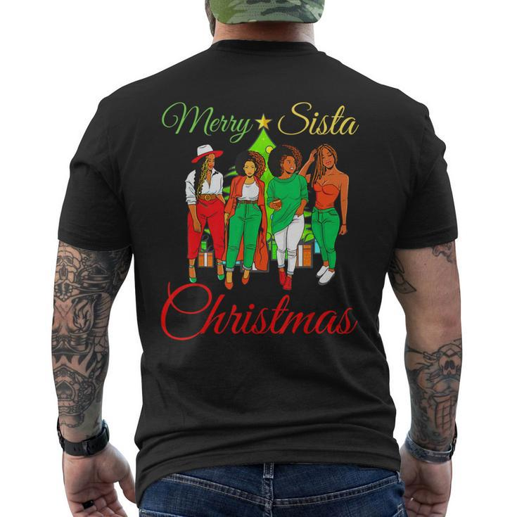 Merry Sista Christmas Melanin Ugly Xmas Sweater Best Friends Men's T-shirt Back Print