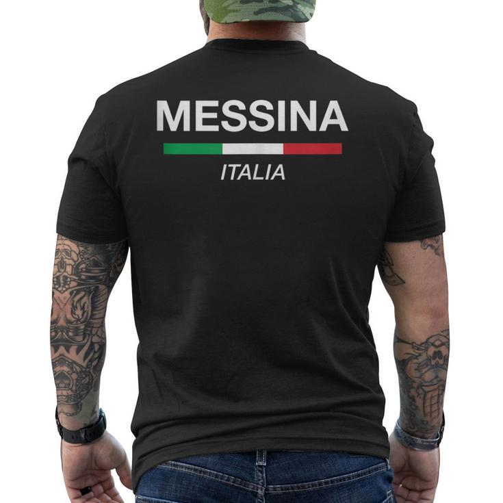 Messina Italian Name Italy Flag Italia Family Surname  Mens Back Print T-shirt