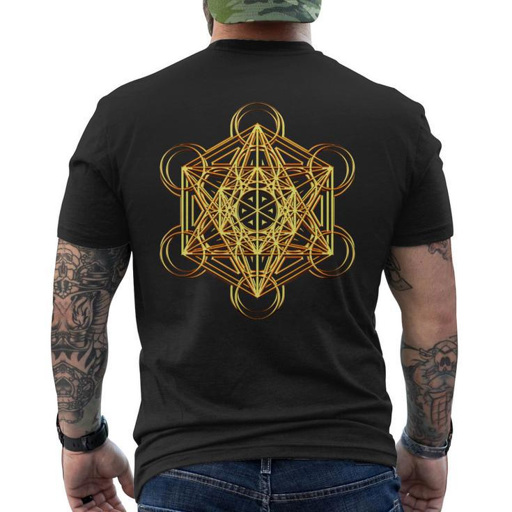 Metatrons Cube Sacred Geometry Psytrance Festival Rave Edm Men's T-shirt Back Print