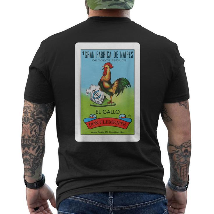 Mexican El Gallo Bingo Card Game Traditional Rooster Men's T-shirt Back Print