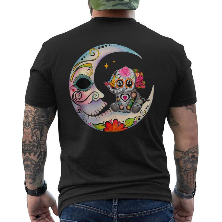 Mexican Sugar Skull Elephant Moon Dia De Muertos Halloween Men's T-shirt Back Print