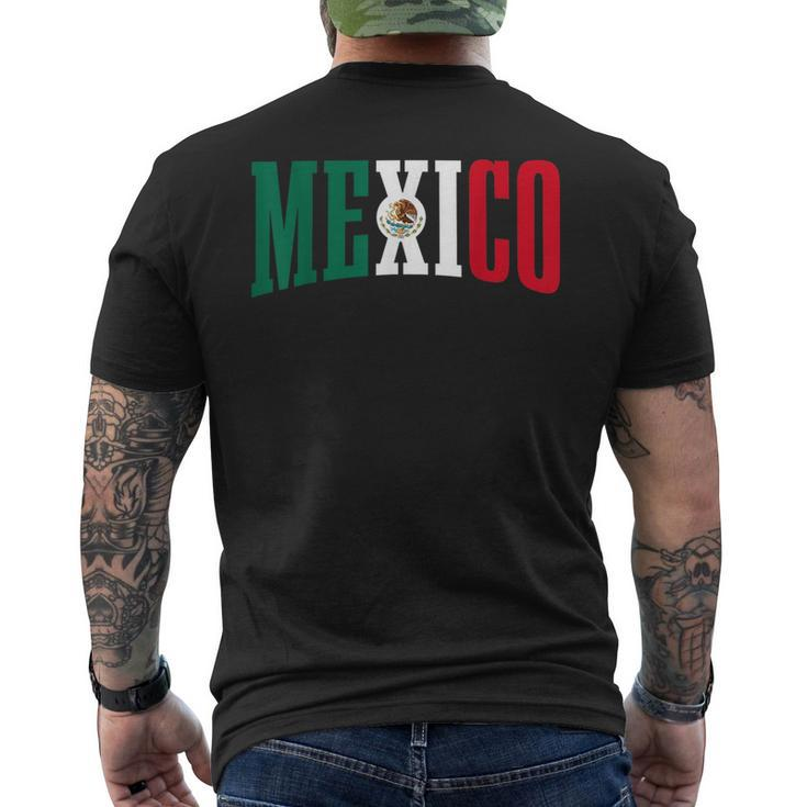 Mexico Sports Style Retro Mexican Flag Pride  Mens Back Print T-shirt