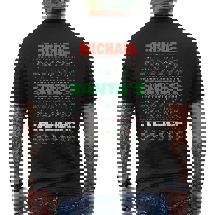 Michael Santas Little Helper Funny Michael Name Christmas Mens Back Print T-shirt