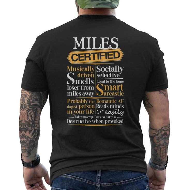 Miles Name Gift Certified Miles Mens Back Print T-shirt