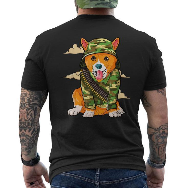 Military Corgi Dog Camo Camouflage  Mens Back Print T-shirt