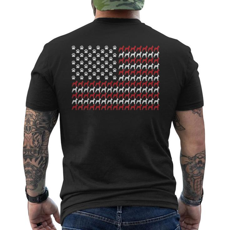 Miniature Pinscher Dog American Flag Patriotic 4Th Of July Mens Back Print T-shirt
