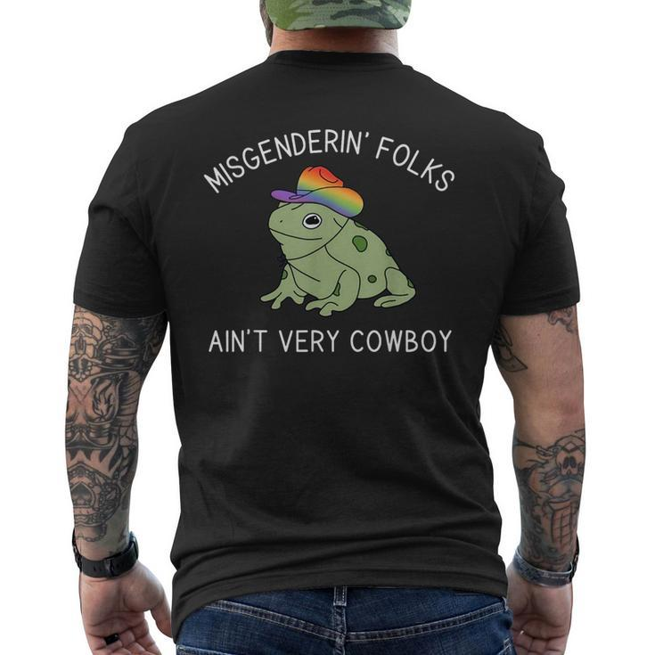 Misgenderin Folks Aint Very Cowboy Retro Frog Lgbtq Pride  Mens Back Print T-shirt