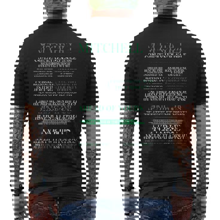 Mitchell Name Gift Mitchell Completely Unexplainable Mens Back Print T-shirt