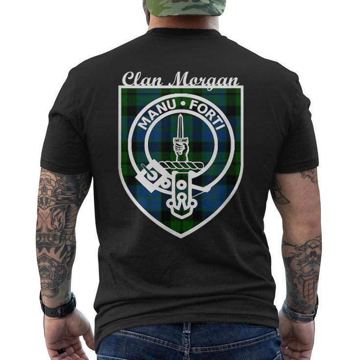 Morgan Surname Last Name Scottish Clan Tartan Badge Crest Funny Last Name Designs Funny Gifts Mens Back Print T-shirt