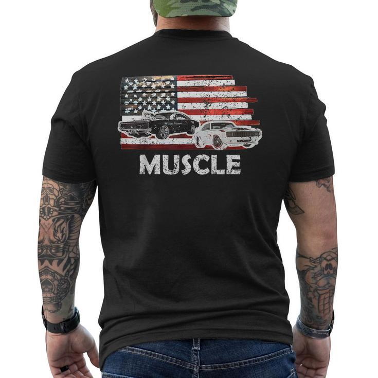 Muscle Car Lover American Flag 4Th Of July Independence Men's Back Print T-shirt