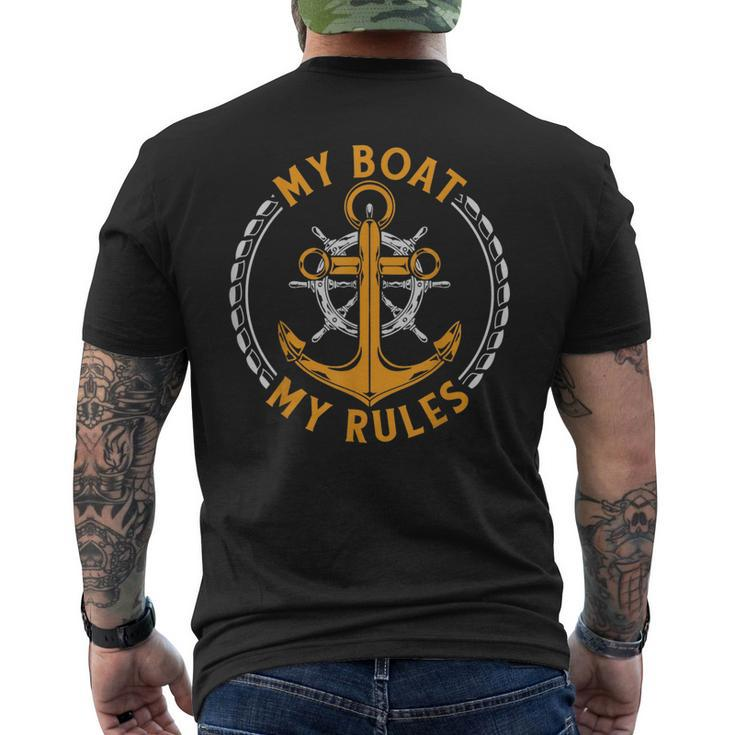 My Boat My Rules Funny Sailor Anchor Sring Wheel Sailing  Mens Back Print T-shirt