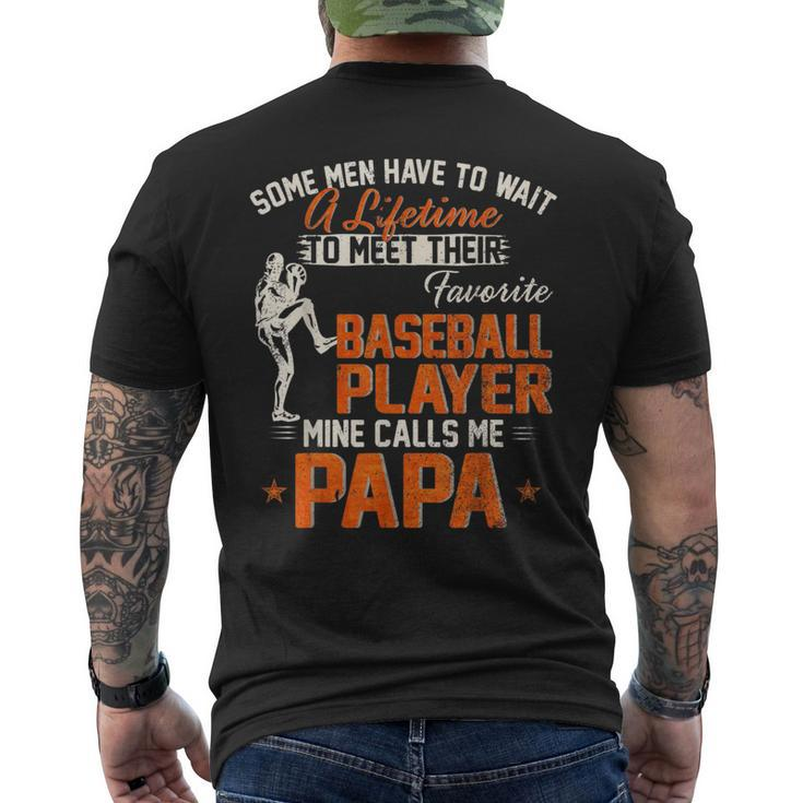 My Favorite Baseball Player Calls Me Papa Funny DadFather Baseball Funny Gifts Mens Back Print T-shirt