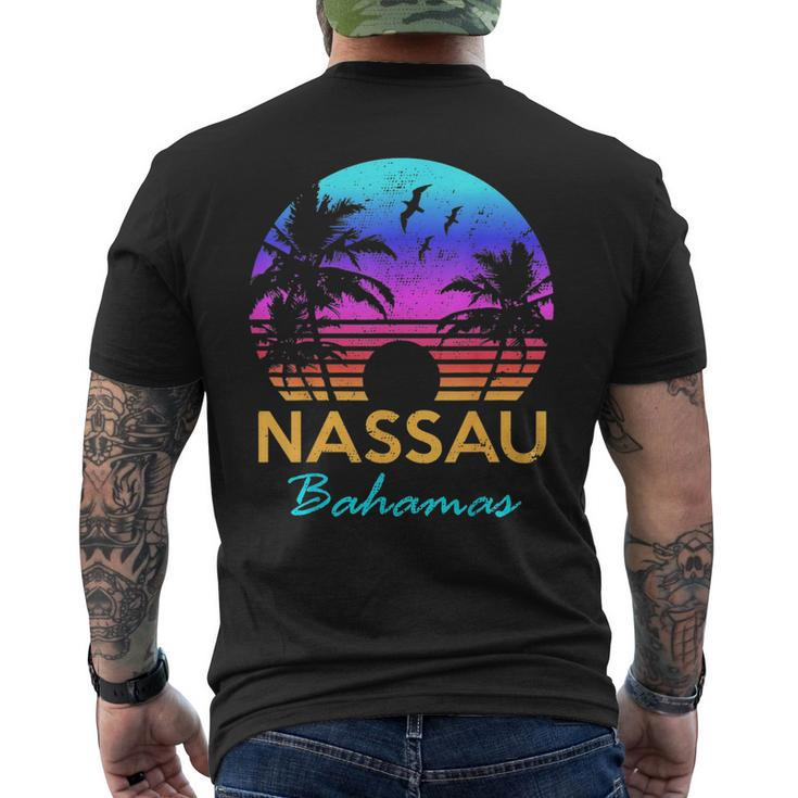 Nassau Bahamas Beach Trip Retro Sunset Summer Vibes Graphic  Bahamas Funny Gifts Mens Back Print T-shirt