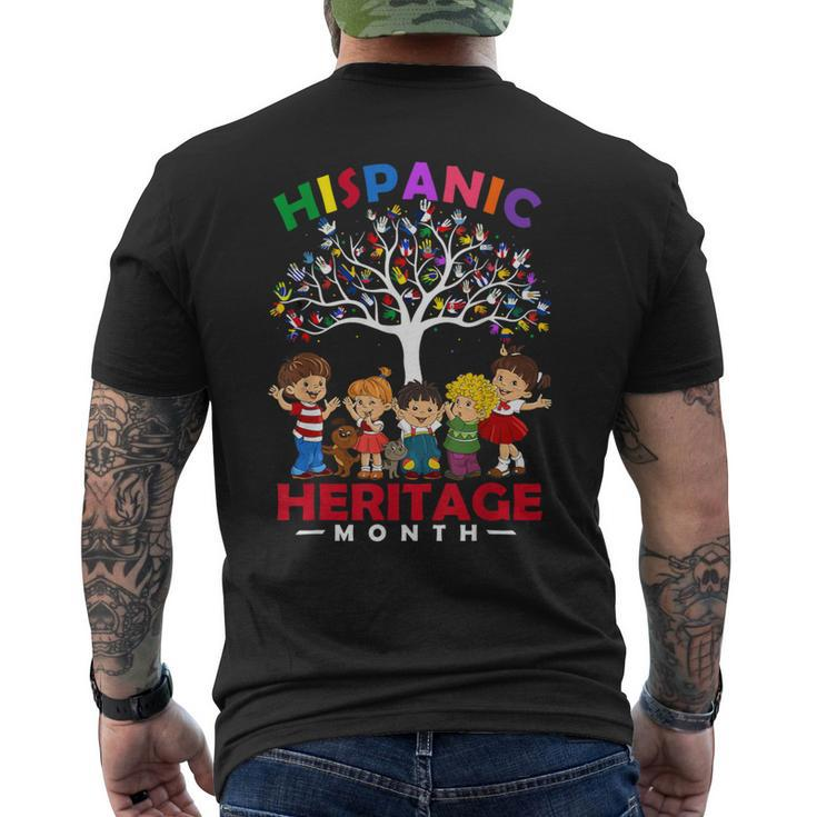 National Hispanic Heritage Month Hand Flag Tree Roots Latino Men's T-shirt Back Print