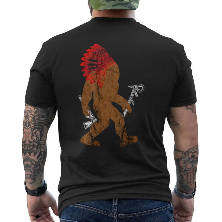 Native American Bigfoot Indian Chief Sasquatch Headdress  Mens Back Print T-shirt