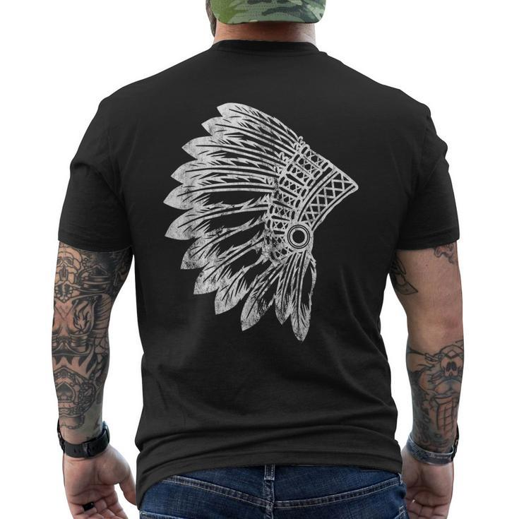 Native American Feather Headdress Indian Chief Tribes Pride  Mens Back Print T-shirt